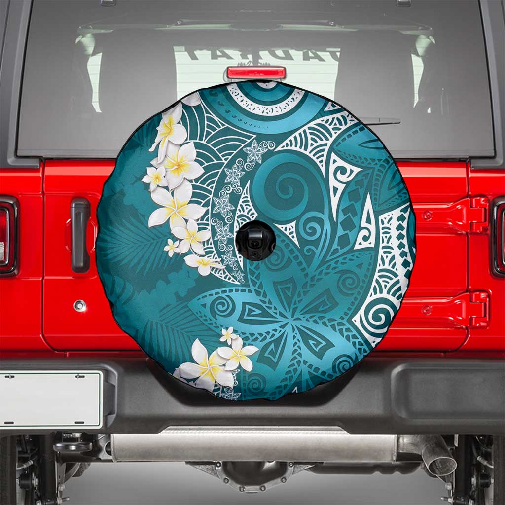 Cyan Polynesian Tribal Frangipani Tropical Vibe Spare Tire Cover LT14 - Polynesian Pride