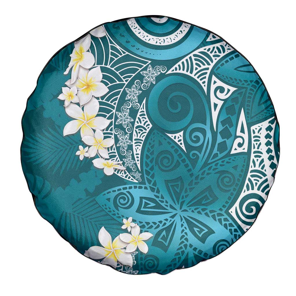 Cyan Polynesian Tribal Frangipani Tropical Vibe Spare Tire Cover LT14 - Polynesian Pride