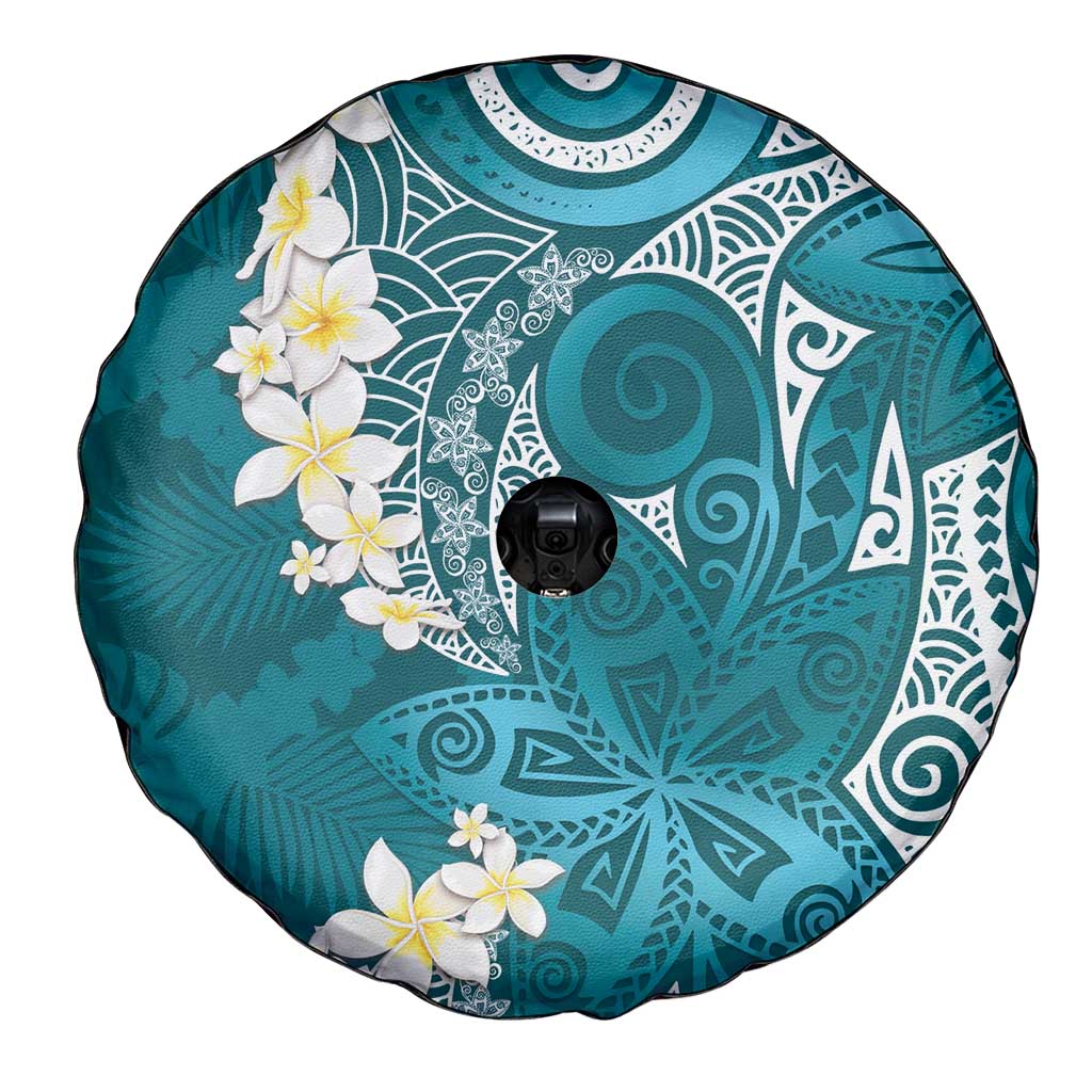 Cyan Polynesian Tribal Frangipani Tropical Vibe Spare Tire Cover LT14 - Polynesian Pride