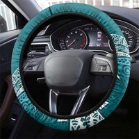 Cyan Polynesian Tribal Frangipani Tropical Vibe Steering Wheel Cover LT14 - Polynesian Pride