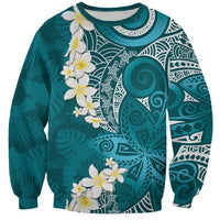 Cyan Polynesian Tribal Frangipani Tropical Vibe Sweatshirt LT14 Unisex Cyan - Polynesian Pride