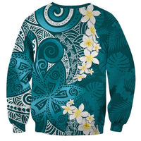 Cyan Polynesian Tribal Frangipani Tropical Vibe Sweatshirt LT14 - Polynesian Pride