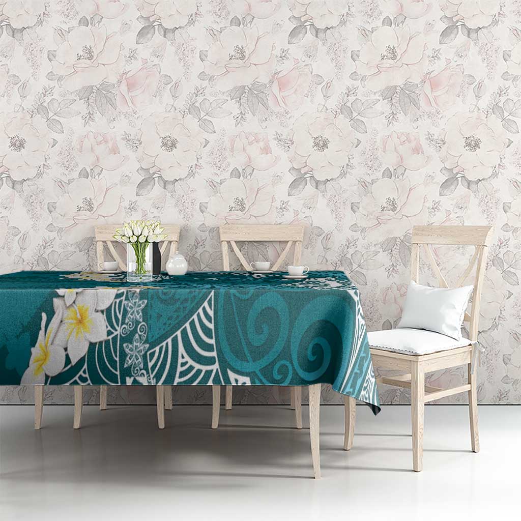 Cyan Polynesian Tribal Frangipani Tropical Vibe Tablecloth LT14 - Polynesian Pride