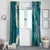 Cyan Polynesian Tribal Frangipani Tropical Vibe Window Curtain