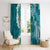 Cyan Polynesian Tribal Frangipani Tropical Vibe Window Curtain