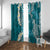 Cyan Polynesian Tribal Frangipani Tropical Vibe Window Curtain