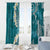 Cyan Polynesian Tribal Frangipani Tropical Vibe Window Curtain