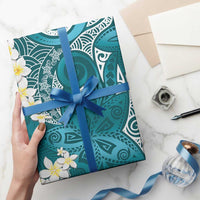 Cyan Polynesian Tribal Frangipani Tropical Vibe Wrapping Paper LT14 - Polynesian Pride
