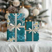 Cyan Polynesian Tribal Frangipani Tropical Vibe Wrapping Paper LT14 - Polynesian Pride