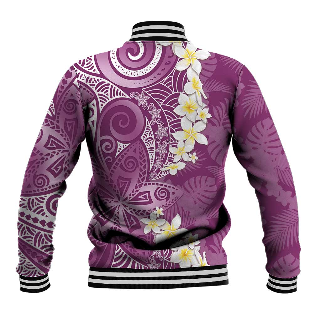 Pink Polynesian Tribal Frangipani Tropical Vibe Baseball Jacket LT14 - Polynesian Pride