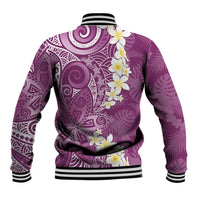 Pink Polynesian Tribal Frangipani Tropical Vibe Baseball Jacket LT14 - Polynesian Pride