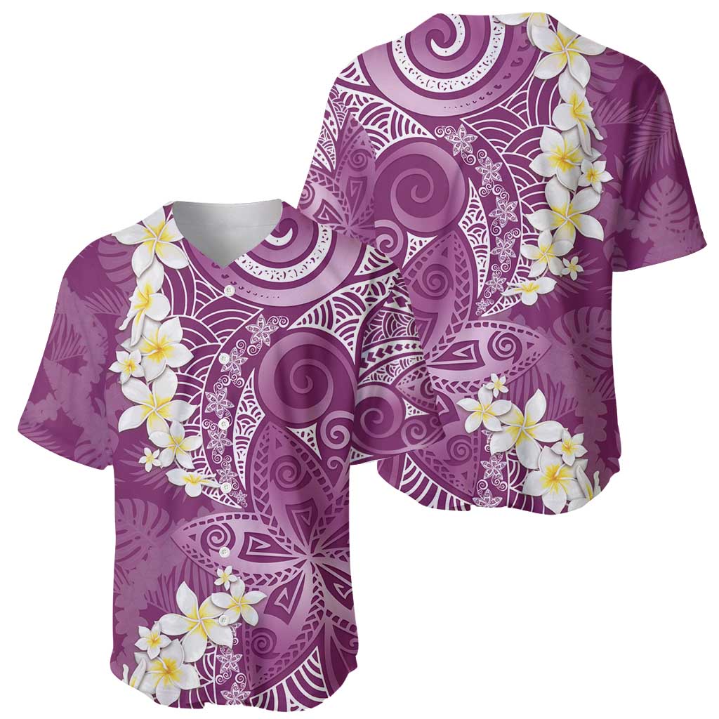 Pink Polynesian Tribal Frangipani Tropical Vibe Baseball Jersey