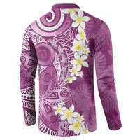 Pink Polynesian Tribal Frangipani Tropical Vibe Button Sweatshirt LT14 - Polynesian Pride