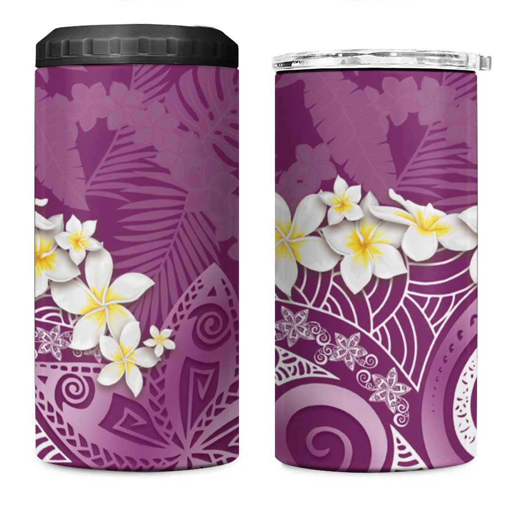 Pink Polynesian Tribal Frangipani Tropical Vibe 4 in 1 Can Cooler Tumbler LT14 One Size: 16 oz Pink - Polynesian Pride