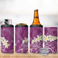 Pink Polynesian Tribal Frangipani Tropical Vibe 4 in 1 Can Cooler Tumbler LT14 - Polynesian Pride