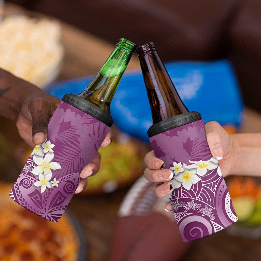 Pink Polynesian Tribal Frangipani Tropical Vibe 4 in 1 Can Cooler Tumbler LT14 - Polynesian Pride