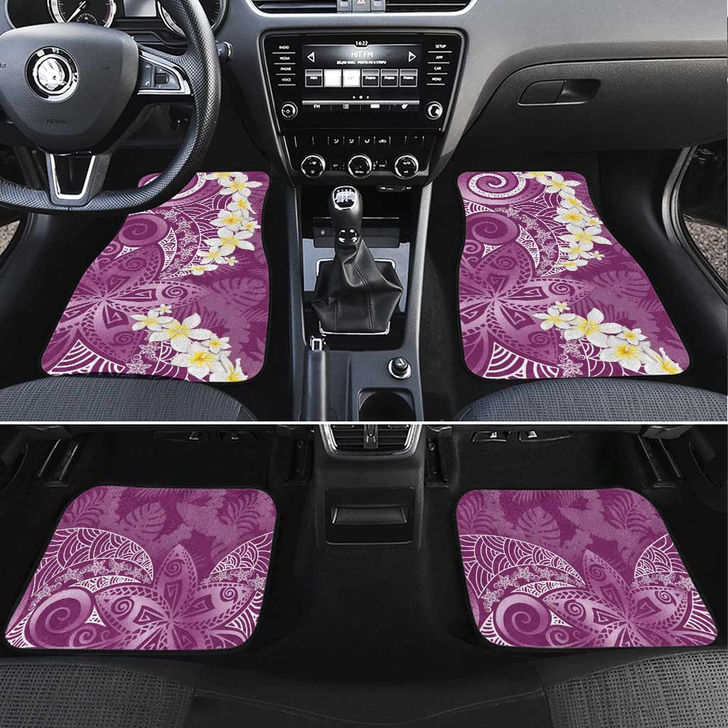 Pink Polynesian Tribal Frangipani Tropical Vibe Car Mats LT14 Set 4pcs Pink - Polynesian Pride