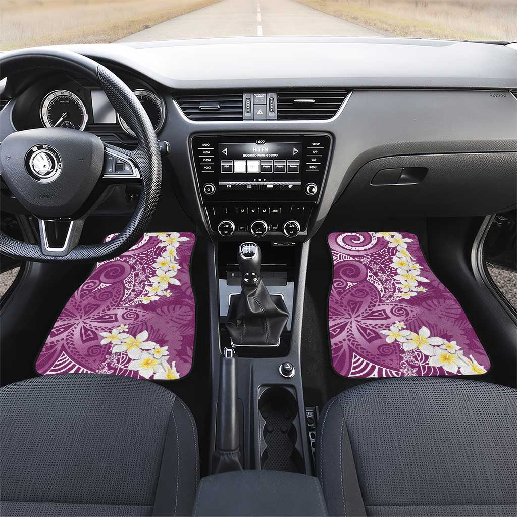 Pink Polynesian Tribal Frangipani Tropical Vibe Car Mats LT14 Set 2pcs - Front Pink - Polynesian Pride