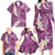 Pink Polynesian Tribal Frangipani Tropical Vibe Family Matching Long Sleeve Bodycon Dress and Hawaiian Shirt