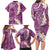 Pink Polynesian Tribal Frangipani Tropical Vibe Family Matching Long Sleeve Bodycon Dress and Hawaiian Shirt