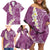 Pink Polynesian Tribal Frangipani Tropical Vibe Family Matching Off Shoulder Short Dress and Hawaiian Shirt