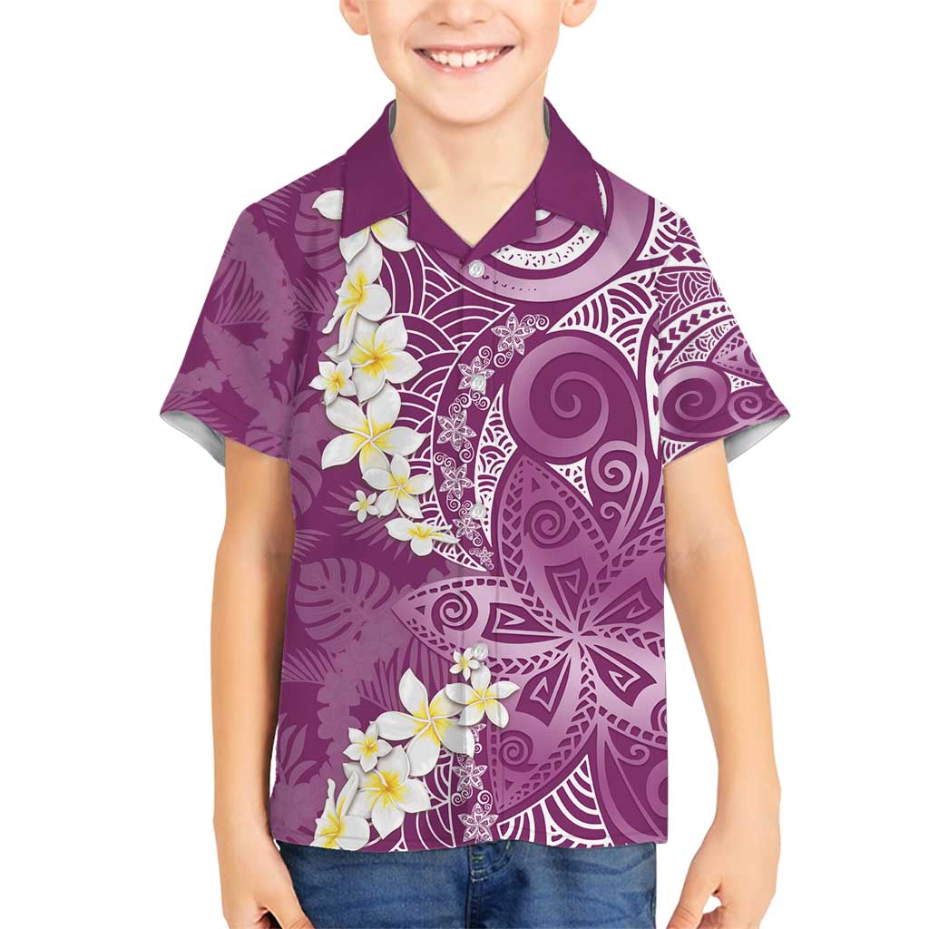 Pink Polynesian Tribal Frangipani Tropical Vibe Family Matching Puletasi and Hawaiian Shirt