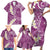 Pink Polynesian Tribal Frangipani Tropical Vibe Family Matching Short Sleeve Bodycon Dress and Hawaiian Shirt