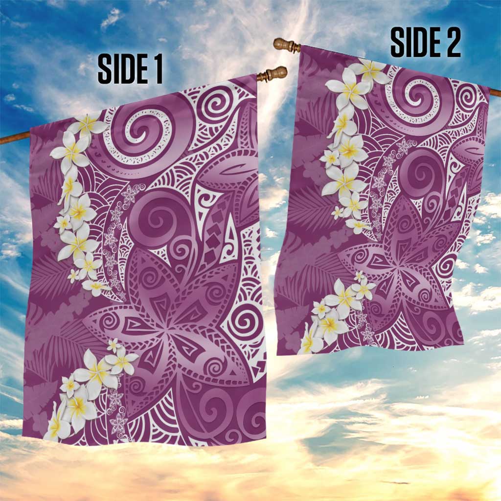 Pink Polynesian Tribal Frangipani Tropical Vibe Garden Flag LT14 - Polynesian Pride