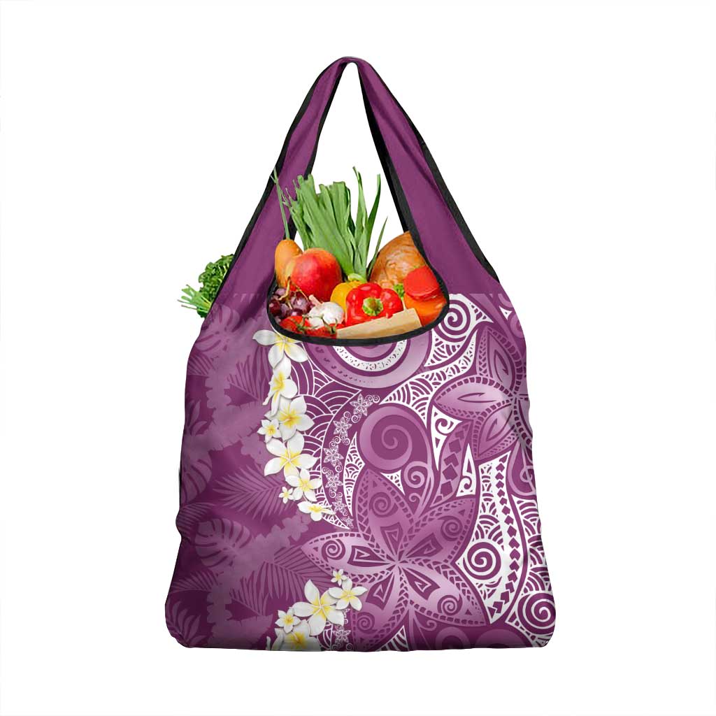 Pink Polynesian Tribal Frangipani Tropical Vibe Grocery Bag LT14 1-pack One Size Pink - Polynesian Pride