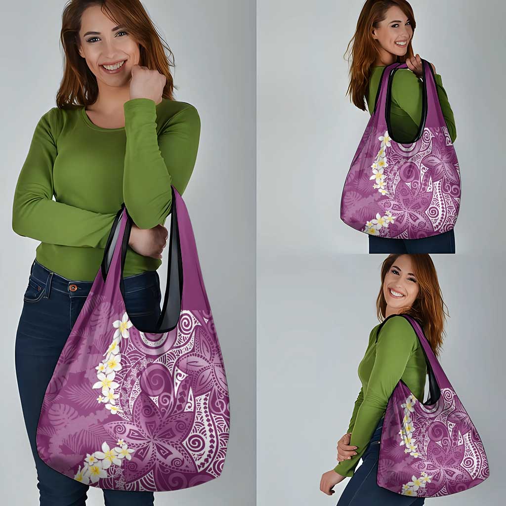 Pink Polynesian Tribal Frangipani Tropical Vibe Grocery Bag LT14 - Polynesian Pride
