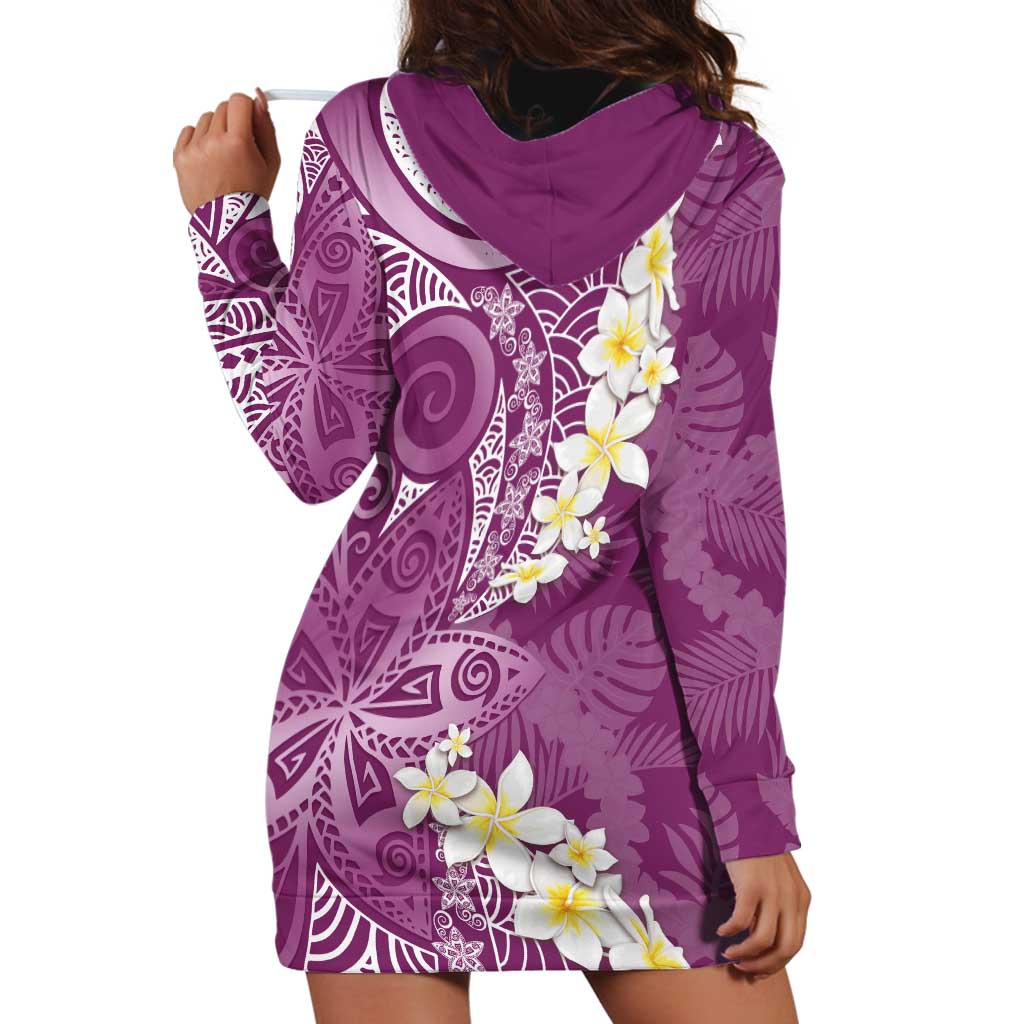 Pink Polynesian Tribal Frangipani Tropical Vibe Hoodie Dress LT14 - Polynesian Pride