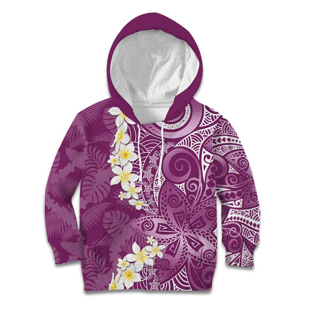 Pink Polynesian Tribal Frangipani Tropical Vibe Kid Hoodie