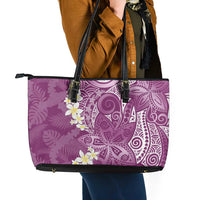 Pink Polynesian Tribal Frangipani Tropical Vibe Leather Tote Bag LT14 - Polynesian Pride