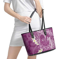 Pink Polynesian Tribal Frangipani Tropical Vibe Leather Tote Bag LT14 - Polynesian Pride