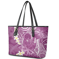 Pink Polynesian Tribal Frangipani Tropical Vibe Leather Tote Bag LT14 - Polynesian Pride