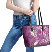 Pink Polynesian Tribal Frangipani Tropical Vibe Leather Tote Bag LT14 - Polynesian Pride
