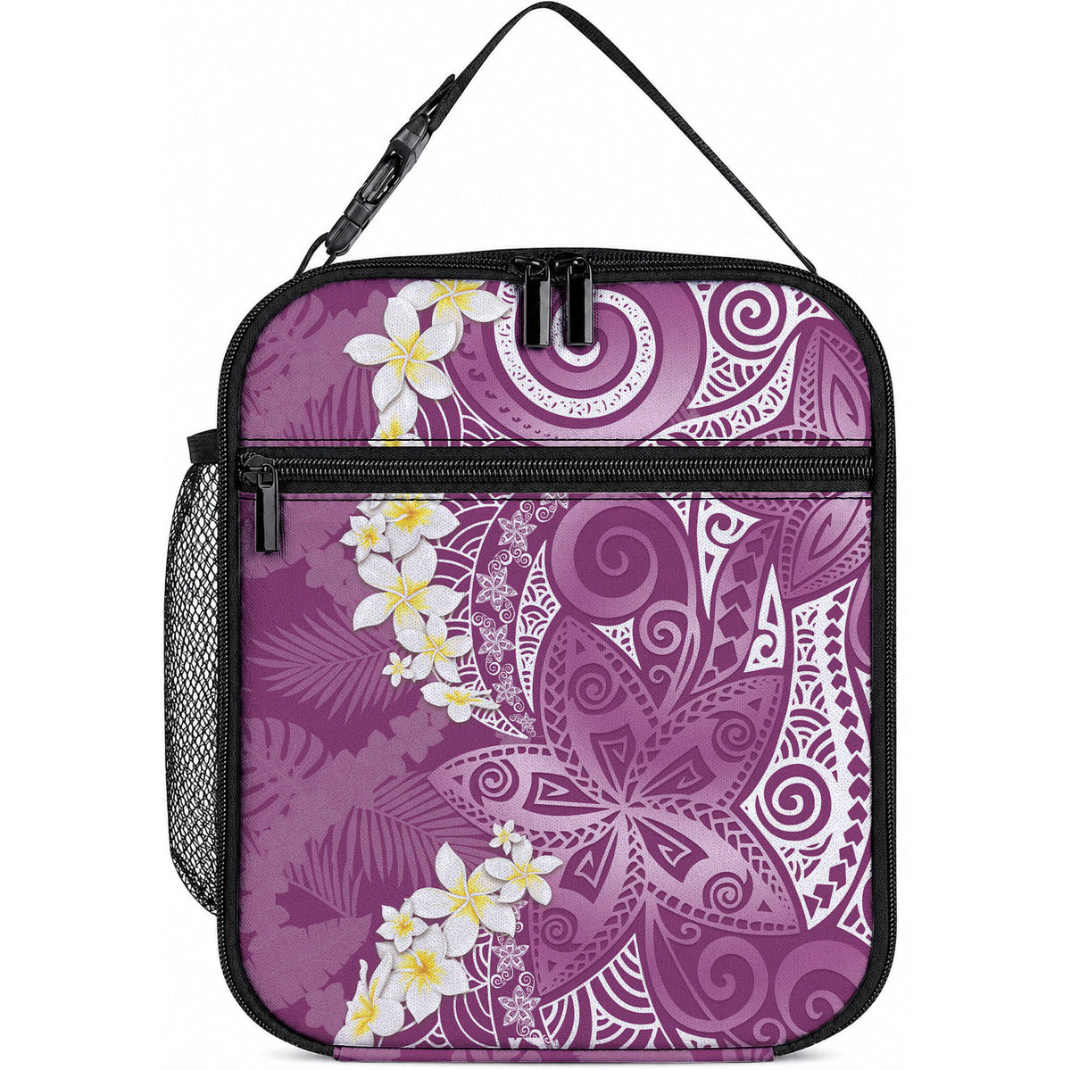 Pink Polynesian Tribal Frangipani Tropical Vibe Lunch Bag LT14 10.2 × 8.3 × 4.3 inch Pink - Polynesian Pride