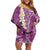 Pink Polynesian Tribal Frangipani Tropical Vibe Off Shoulder Short Dress