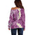 Pink Polynesian Tribal Frangipani Tropical Vibe Off Shoulder Sweater