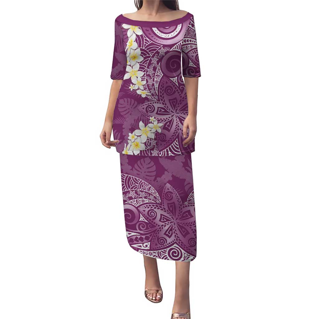 Pink Polynesian Tribal Frangipani Tropical Vibe Puletasi LT14 Long Dress Pink - Polynesian Pride