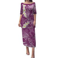 Pink Polynesian Tribal Frangipani Tropical Vibe Puletasi LT14 Long Dress Pink - Polynesian Pride