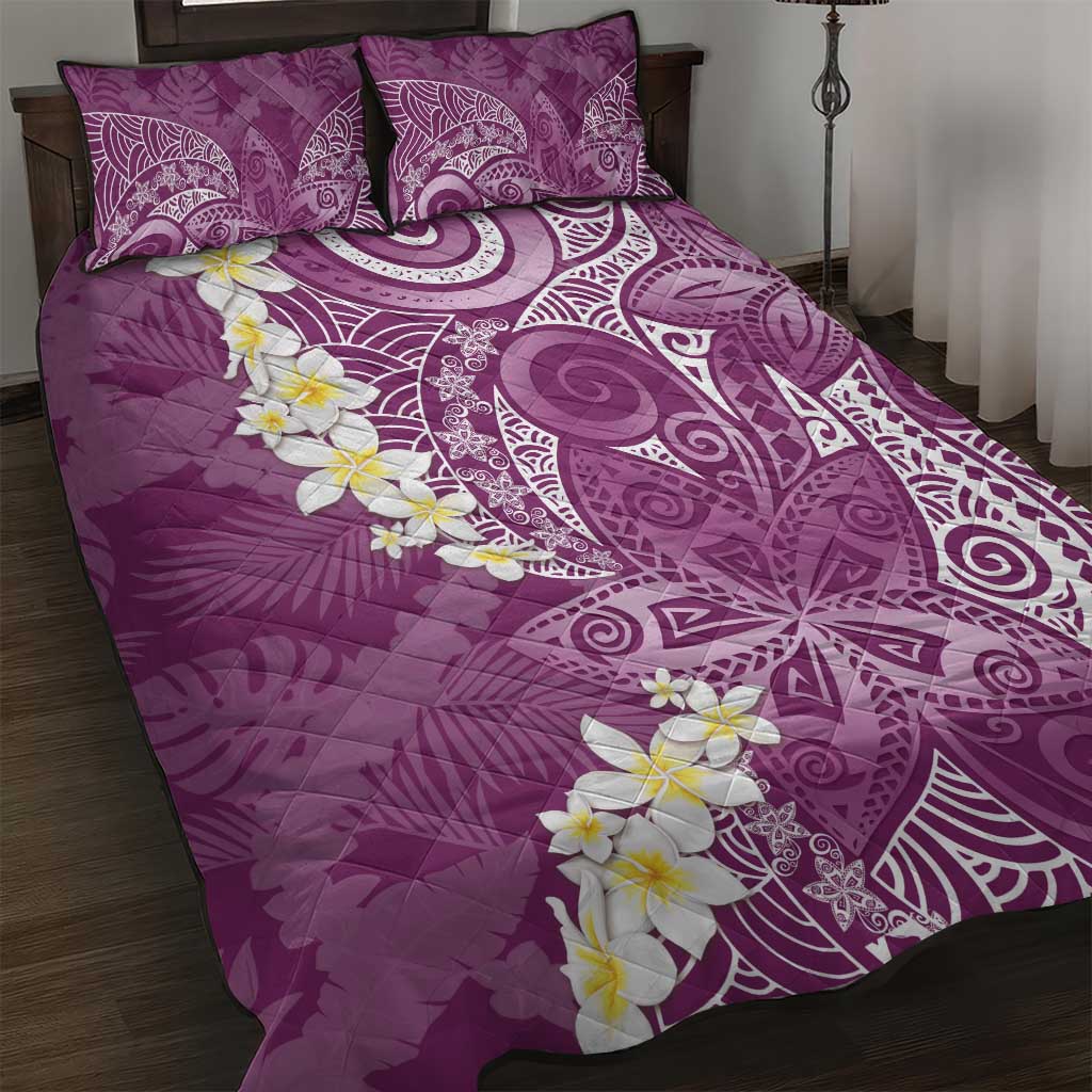 Pink Polynesian Tribal Frangipani Tropical Vibe Quilt Bed Set LT14 Pink - Polynesian Pride