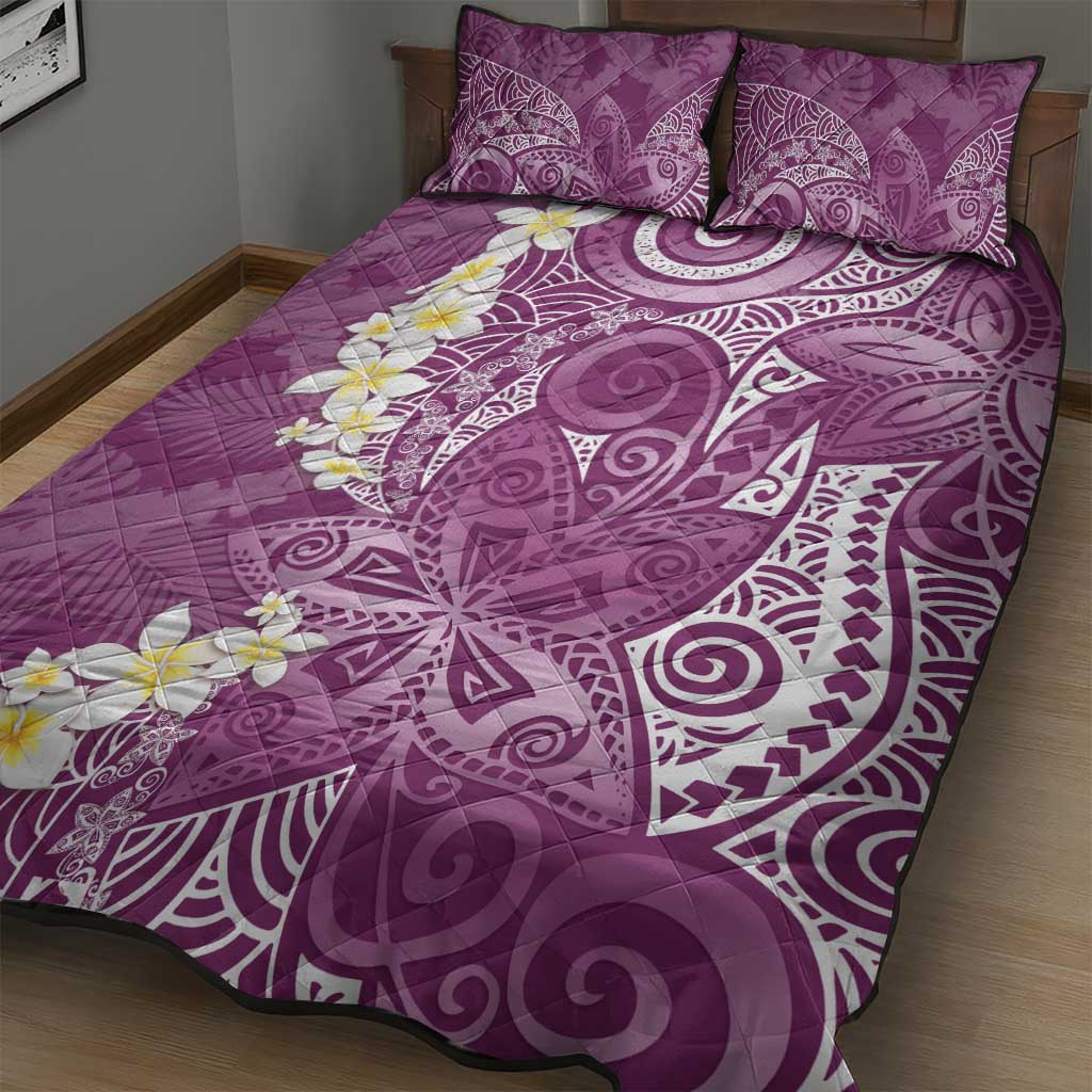 Pink Polynesian Tribal Frangipani Tropical Vibe Quilt Bed Set LT14 - Polynesian Pride