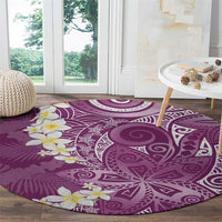 Pink Polynesian Tribal Frangipani Tropical Vibe Round Carpet