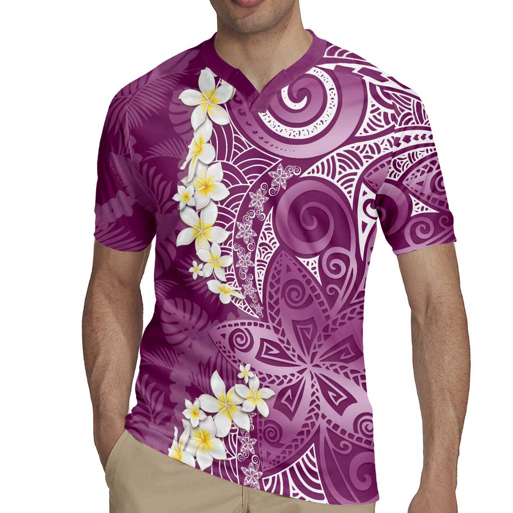 Pink Polynesian Tribal Frangipani Tropical Vibe Rugby Jersey