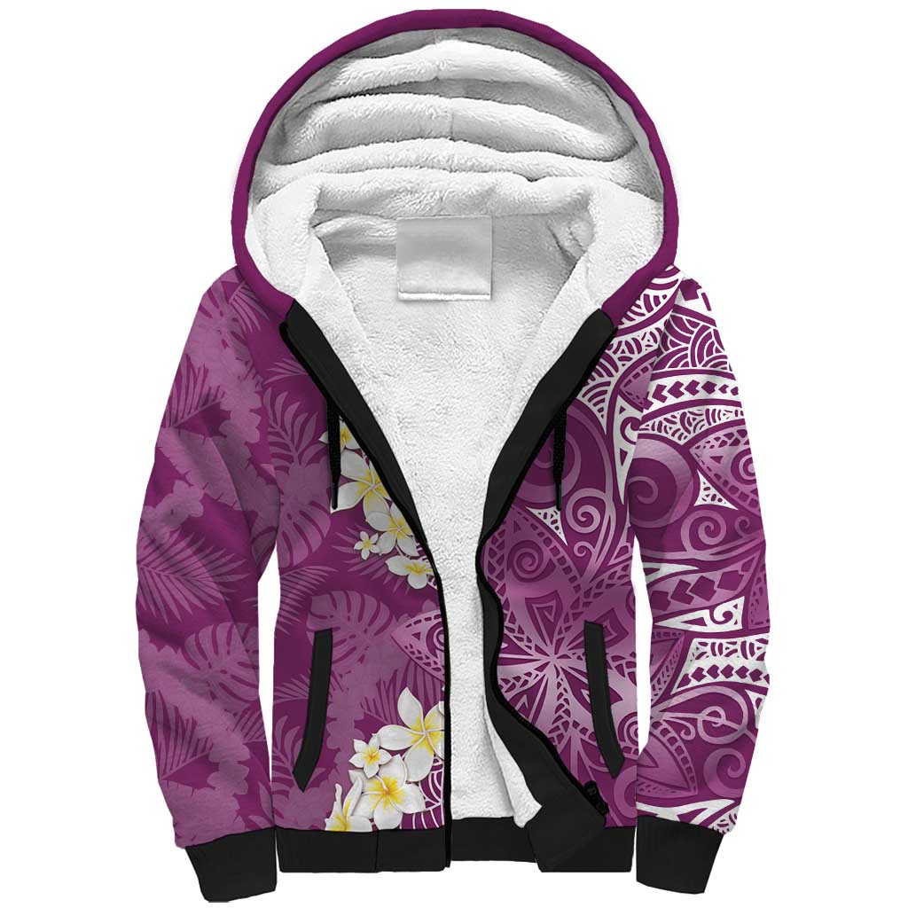 Pink Polynesian Tribal Frangipani Tropical Vibe Sherpa Hoodie LT14 Unisex Pink - Polynesian Pride