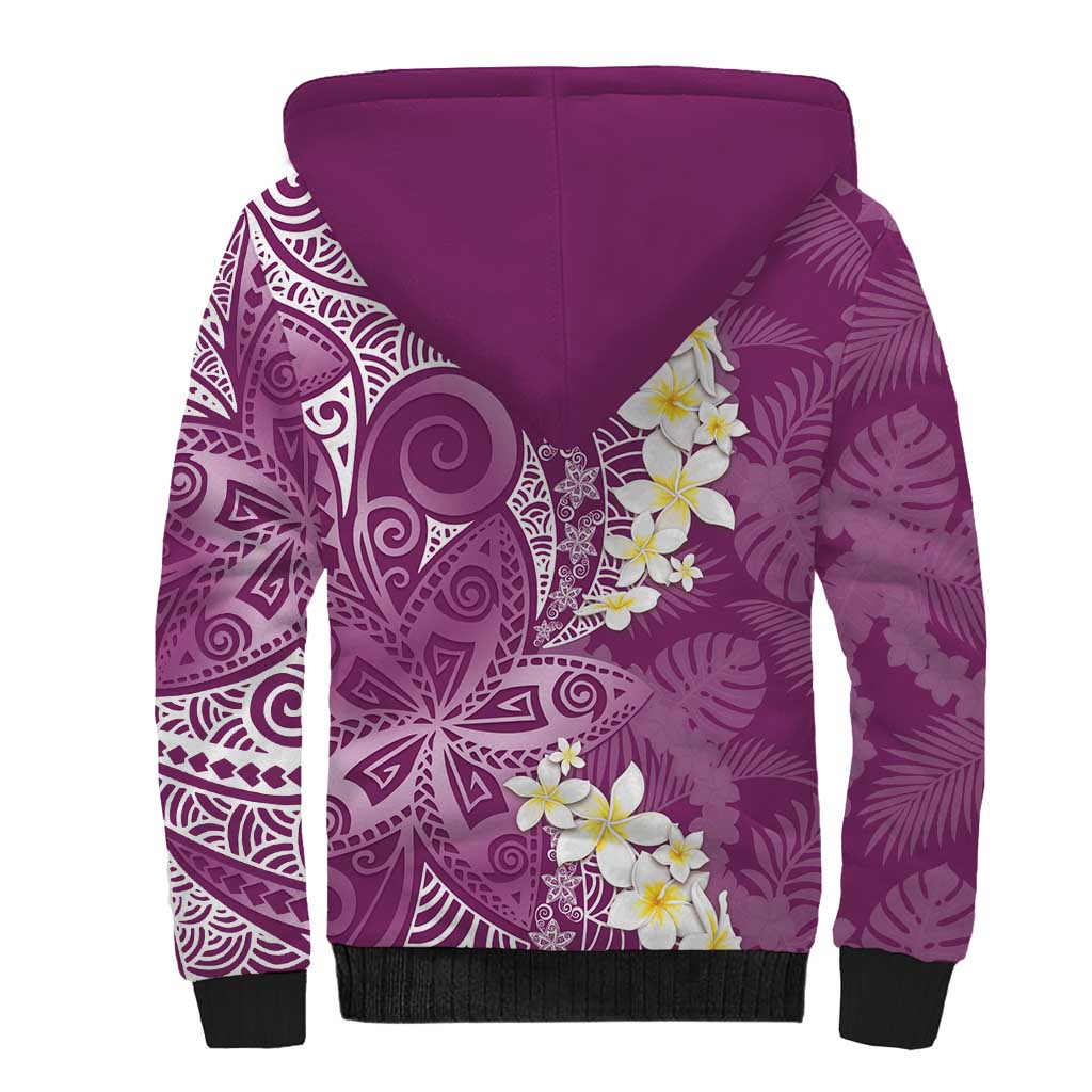 Pink Polynesian Tribal Frangipani Tropical Vibe Sherpa Hoodie LT14 - Polynesian Pride