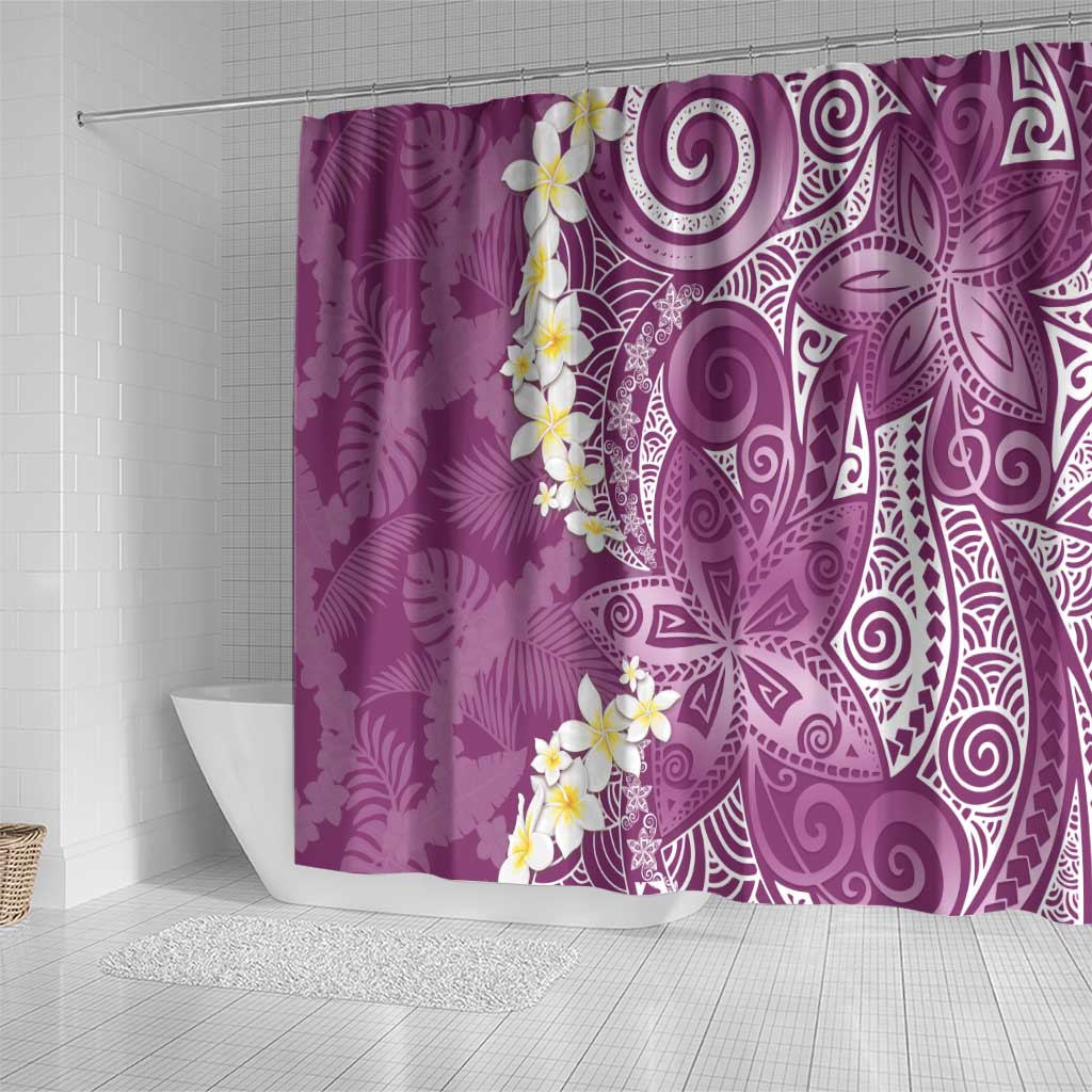 Pink Polynesian Tribal Frangipani Tropical Vibe Shower Curtain