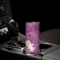 Pink Polynesian Tribal Frangipani Tropical Vibe Skinny Tumbler