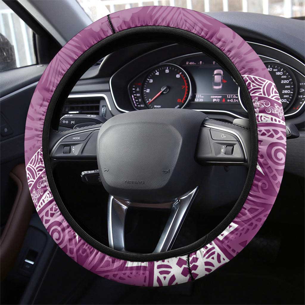 Pink Polynesian Tribal Frangipani Tropical Vibe Steering Wheel Cover LT14 - Polynesian Pride